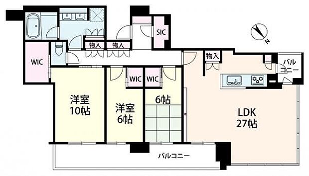 ザ・パークハウス中之島タワー(3LDK) 51階の間取り図