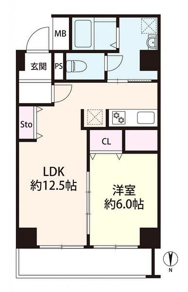 野田パークマンション(1LDK) 4階の間取り図