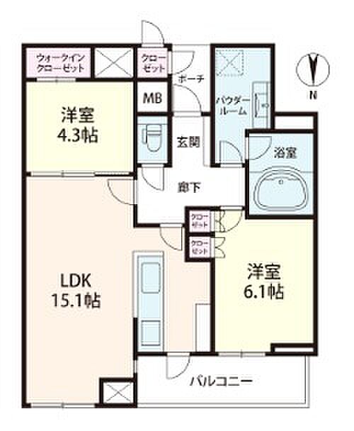シティタワー大阪天満(2LDK) 3階の間取り図