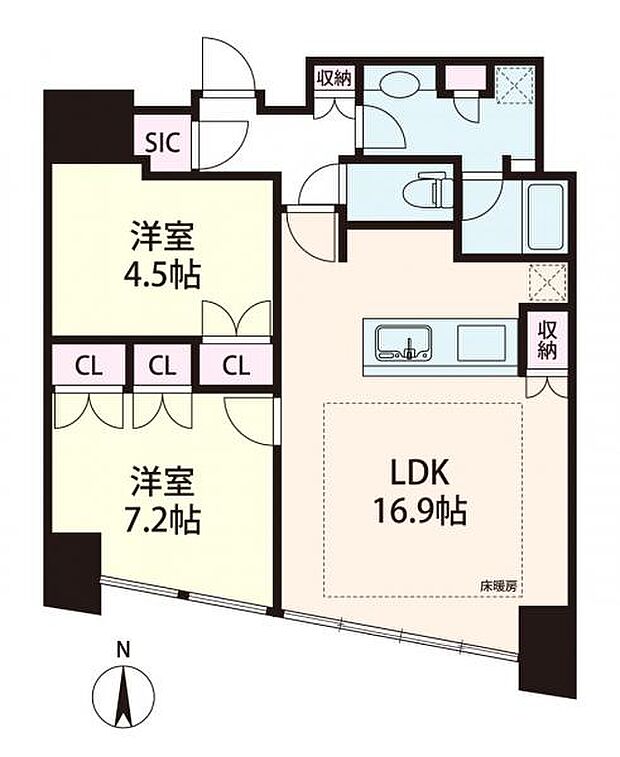 Ｂｒｉｌｌｉａ　Ｔｏｗｅｒ堂島(2LDK) 19階の間取り図