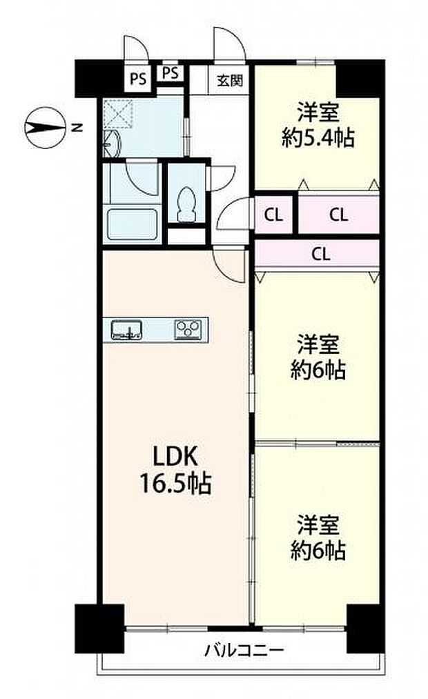 コープ野村梅田A棟(3LDK) 10階の間取り図