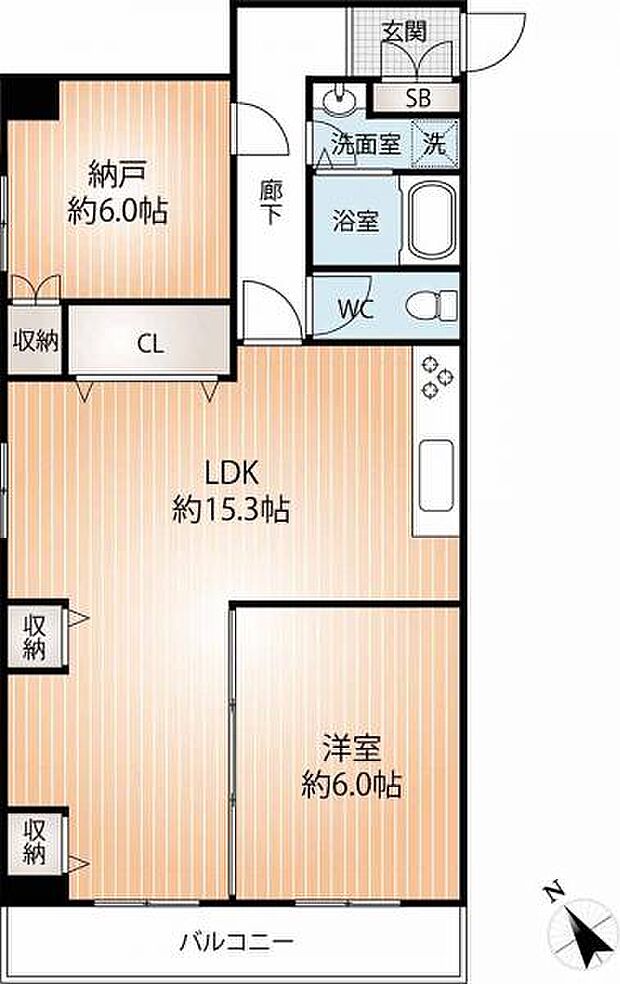 甲南サンシティ三宮(2LDK) 4階の間取り図