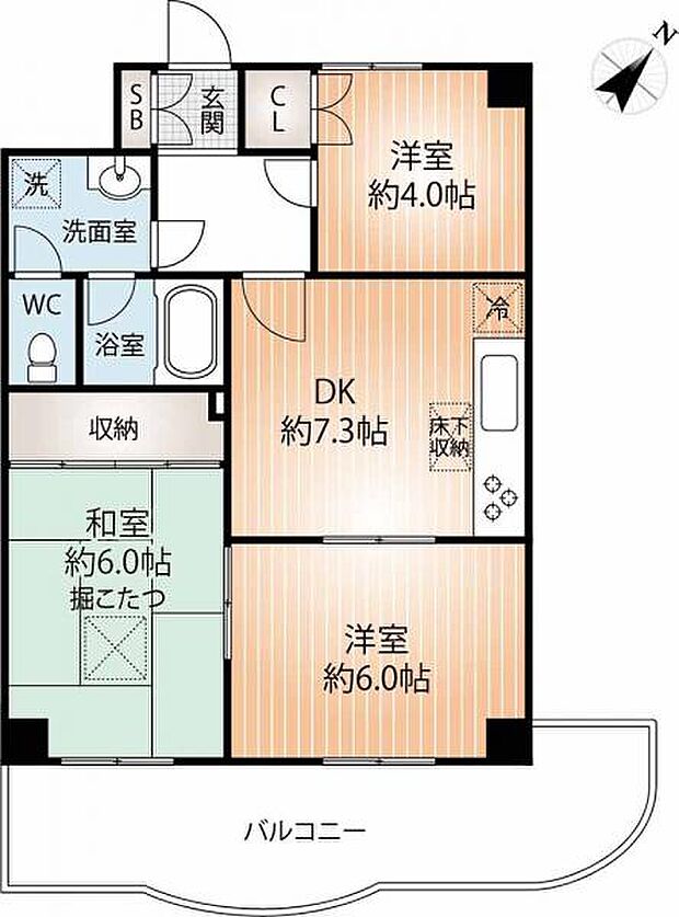 ビバリーハウス須磨弐番館(3DK) 2階の間取り図