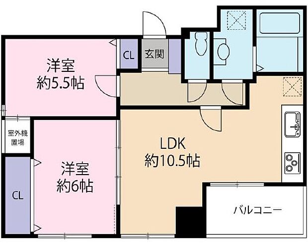 シーガルパレス松野通(2LDK) 3階の間取り図