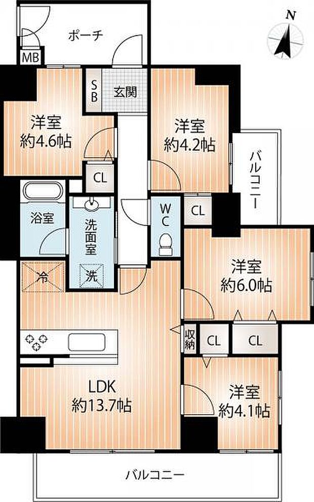 リベールKOBE兵庫ジェネックス(4LDK) 2階の間取り図