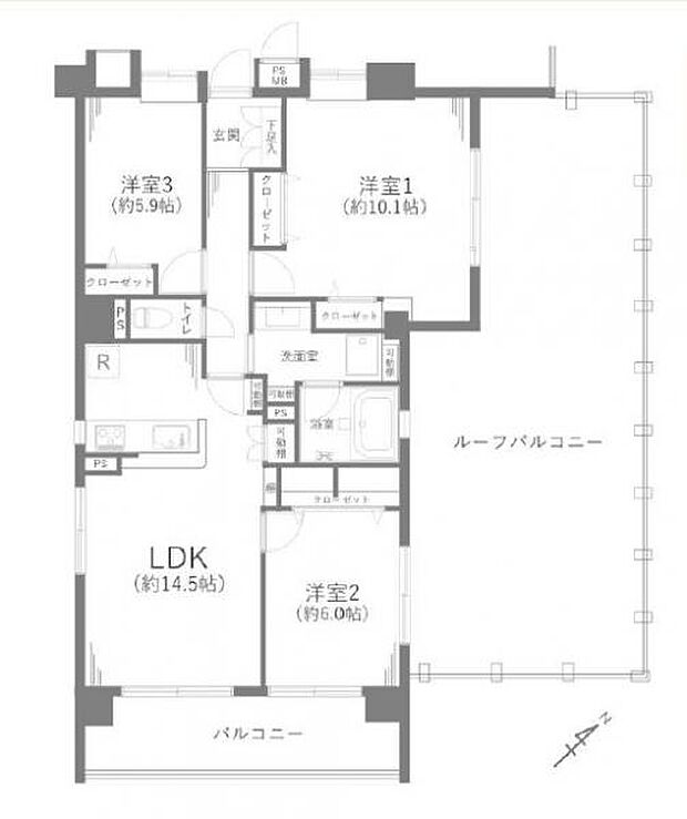 ゼファー武蔵浦和(3LDK) 11階の間取り図