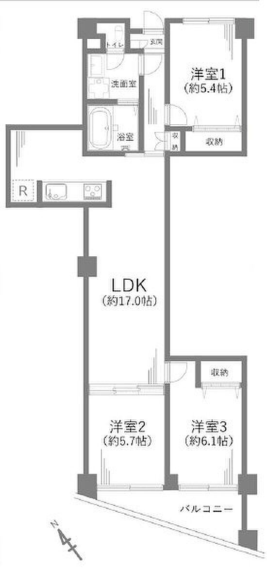 川口グレースマンション(3LDK) 9階の内観