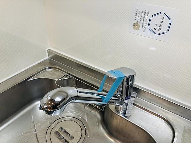 浄水器内蔵型ハンドシャワー水栓を採用しています。