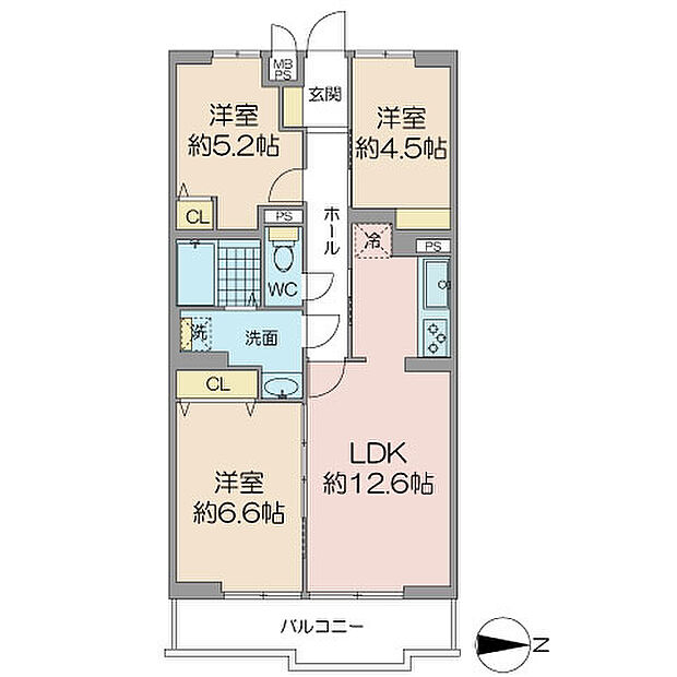ライオンズマンション大宮指扇第2(3LDK) 6階の間取り図