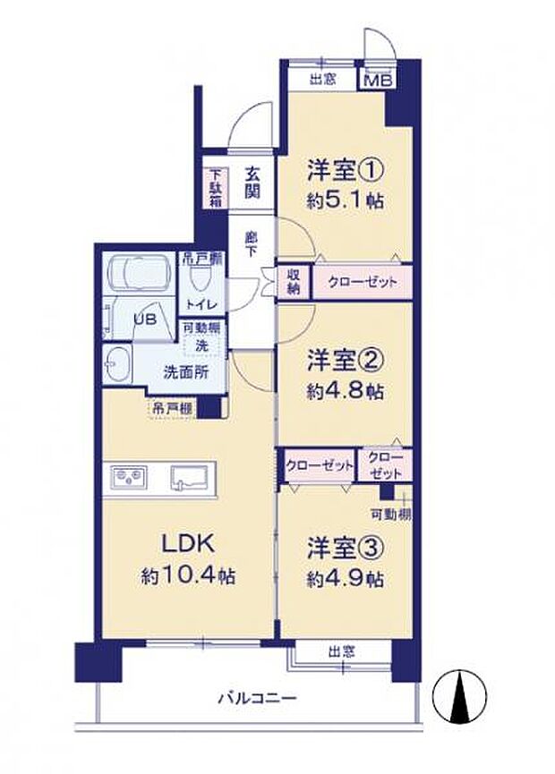 ゼファー川口中青木(3LDK) 5階の間取り図