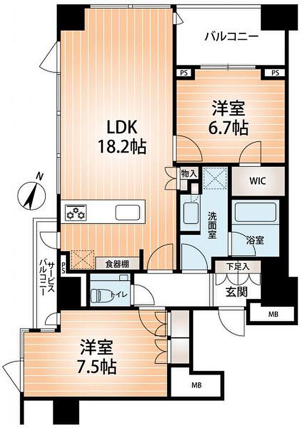 パークコート千代田一番町(2LDK) 4階の間取り図