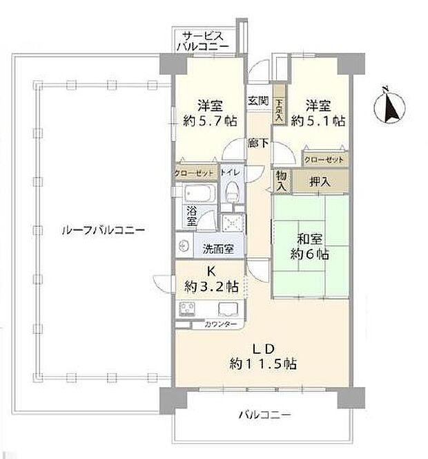 グラン・コート原木中山壱番館(3LDK) 9階の間取り図