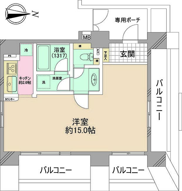 アルシェ菊川(1K) 8階の間取り図