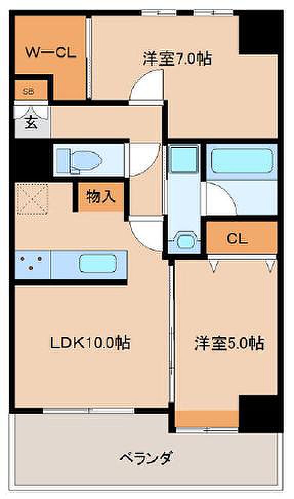 菊川ビューハイツ(2LDK) 8階の間取り図