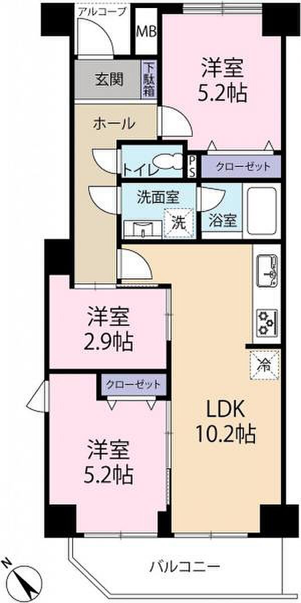 アルス三ノ輪(3LDK) 6階の間取り図