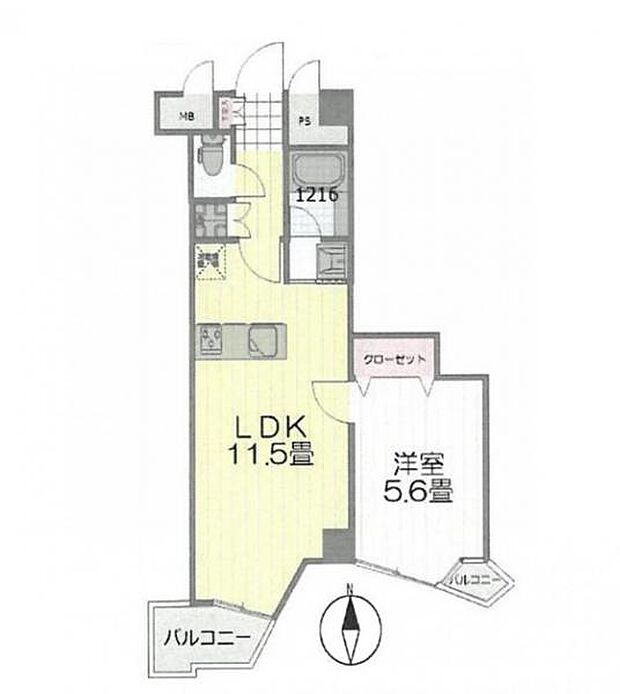 リレント新宿(1LDK) 7階の間取り図