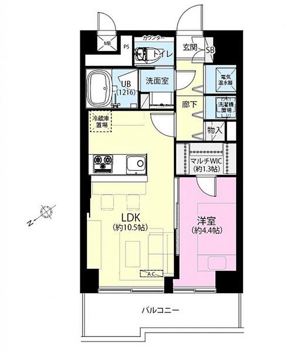 ドルミ中野弥生町(1LDK) 3階の間取り図