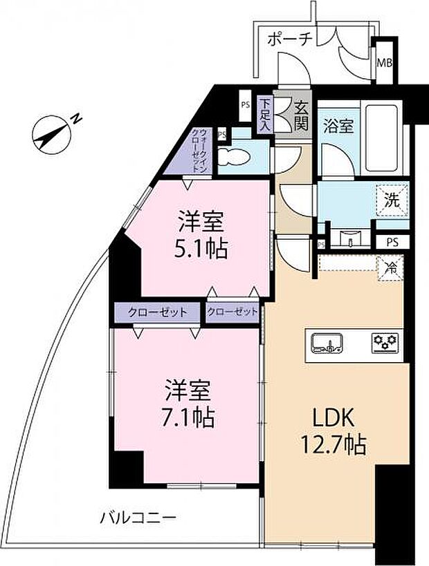 ディオレ西新宿(2LDK) 3階の内観