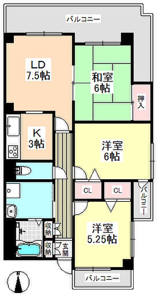 セントフローレンスパレス西京極(3LDK) 5階の間取り図