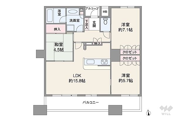 さきタワー・サンクタス尼崎駅前(3LDK) 20階の間取り図