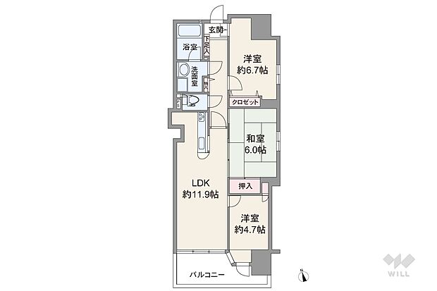 アズックヒル尼崎(3LDK) 10階の間取り図