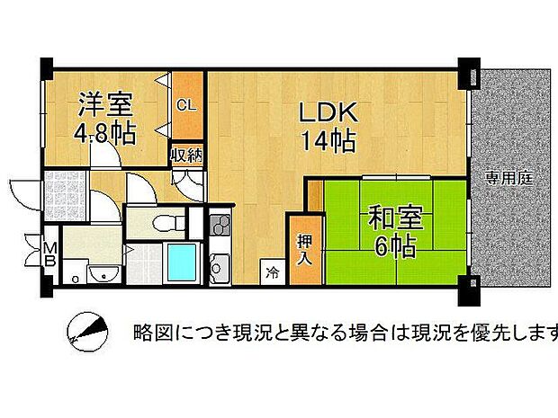 東生駒アーバンライフA棟　中古マンション(2LDK) 3階の間取り図