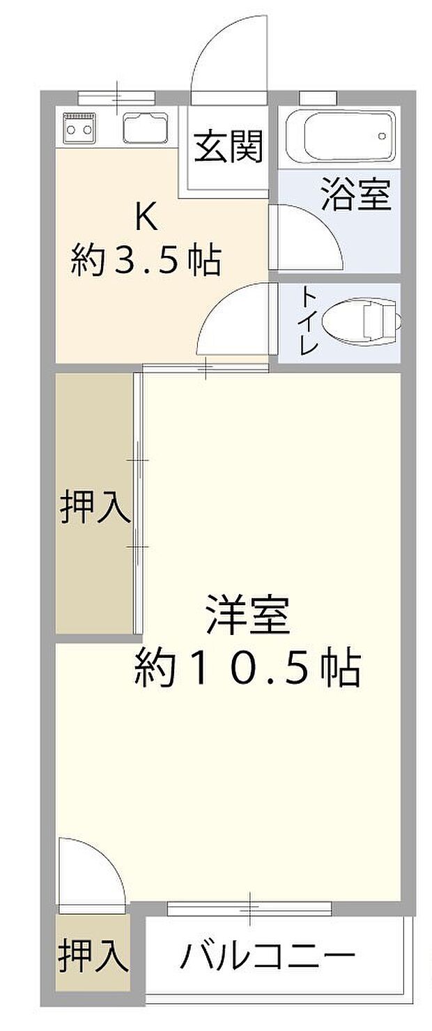 池島町住宅　B棟(1K) 4階/404の内観