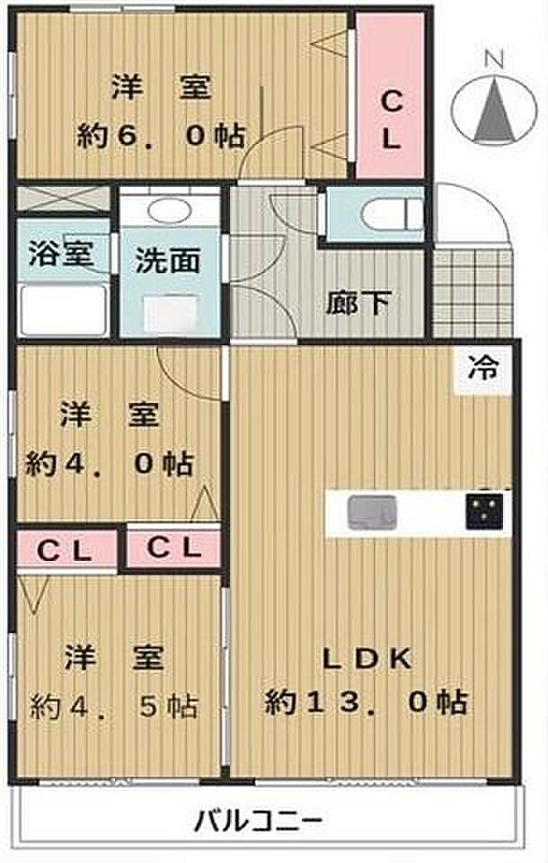 大和柳橋ローヤルコーポ(3LDK) 1階の間取り図