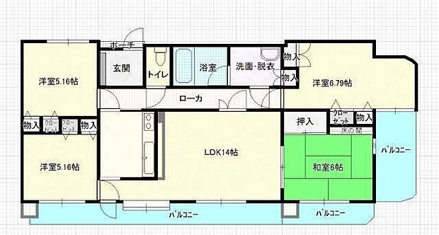 スターズマンション寿町(4LDK) 8階の間取り図
