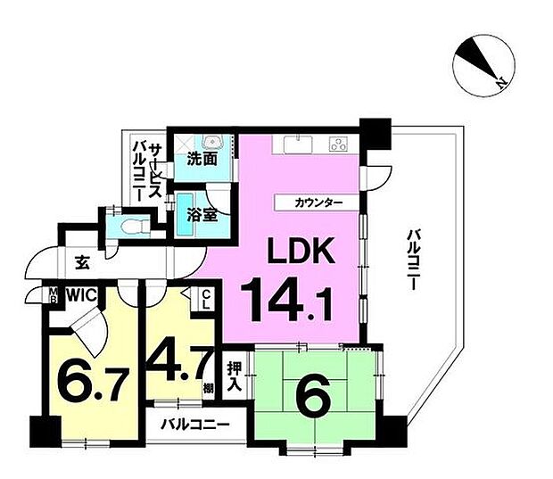 Ｆステージ牧志駅前(3LDK) 7階の間取り図