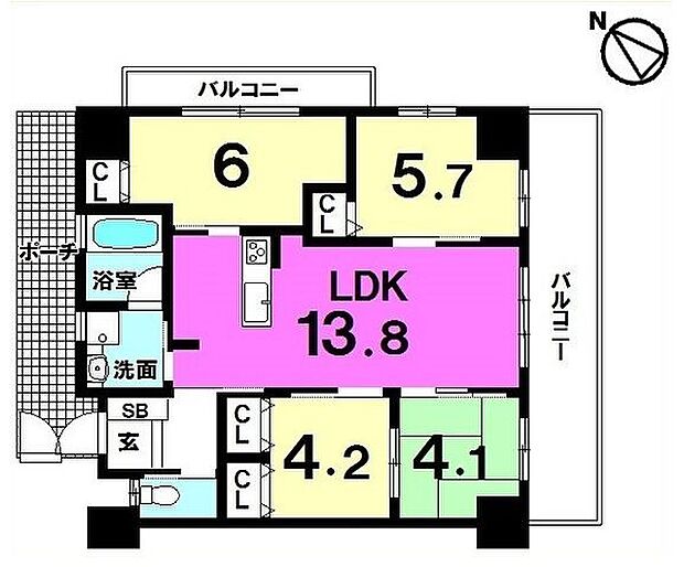 ウィングシャトー那覇リバーガーデン(4LDK) 9階の間取り図