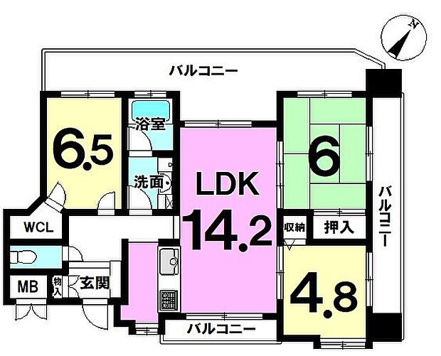 ニューライフ久米(3LDK) 8階の間取り図