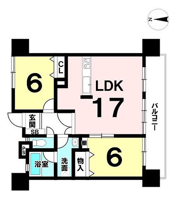 ライオンズマンション具志(2LDK) 7階の間取り図