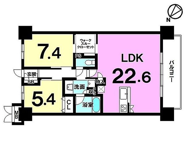 ブランシエラ那覇古波蔵　パークフロント棟(2LDK) 11階の間取り図