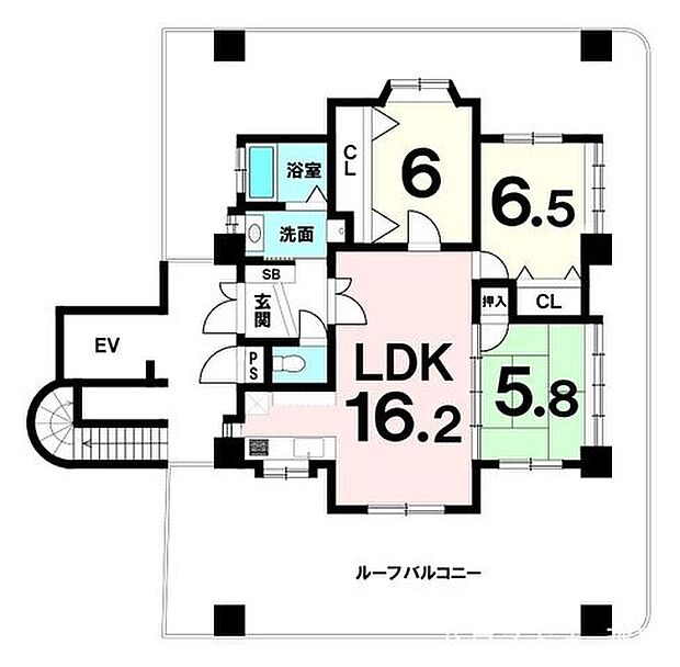ウィングシャトー宮城(3LDK) 9階の間取り図