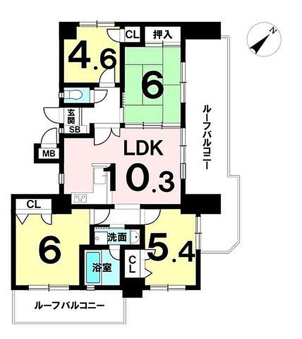 ライオンズマンション古波蔵第4(4LDK) 10階の間取り図