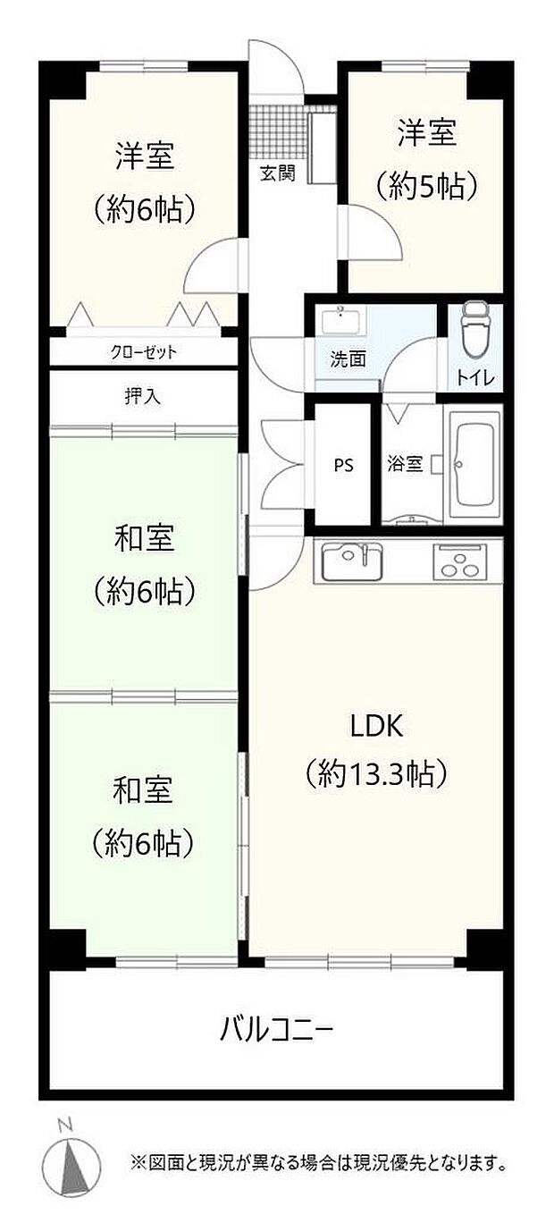シャトレ愛松江南(4LDK) 6階/603の間取り図