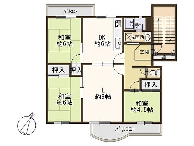 名谷25団地103号棟(4DK) 5階の内観