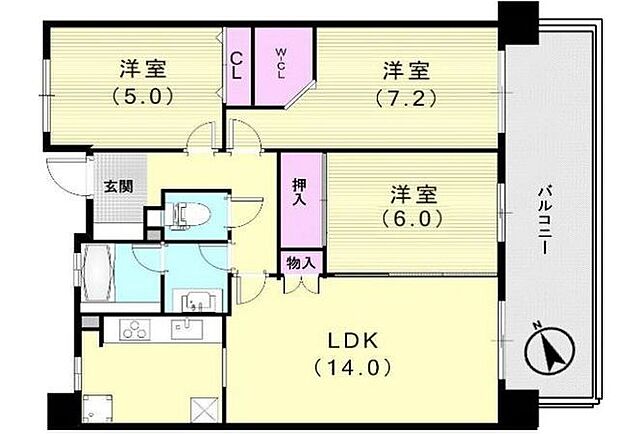 東急ドエル・アルス明石朝霧台(3LDK) 11階の間取り図
