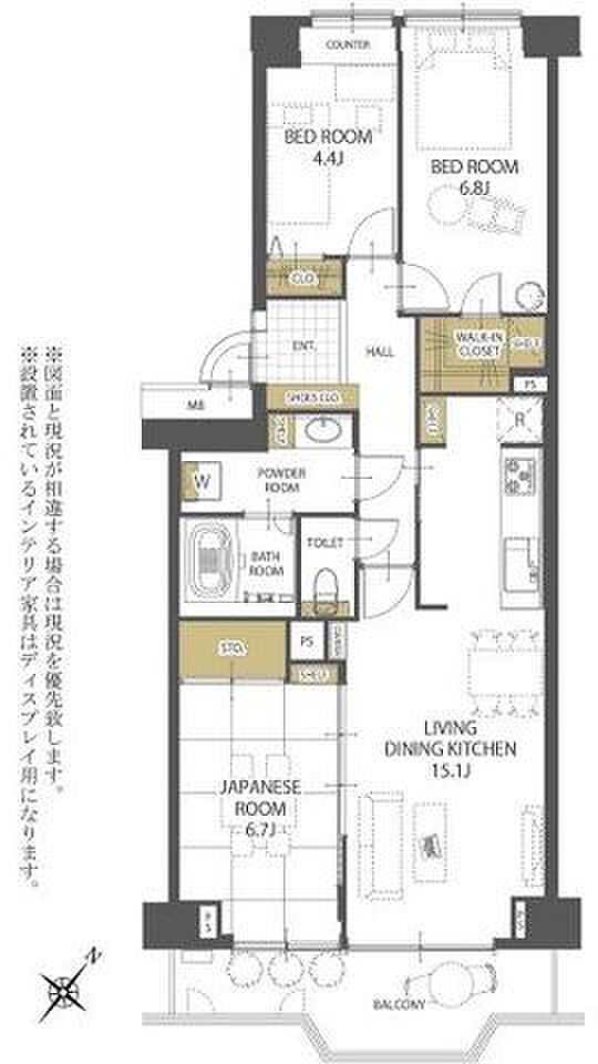 須磨パークヒルズD棟(3LDK) 8階の間取り図