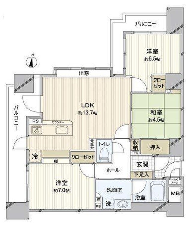 ワコーレ灘ハウイッシュ(3LDK) 7階の内観