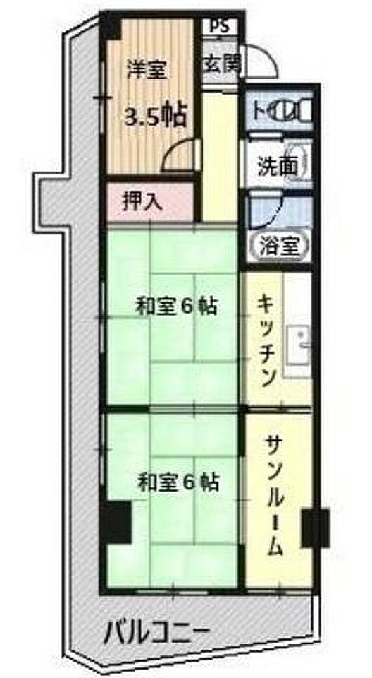 メイクアップハイツ須磨浦(3K) 5階の間取り図