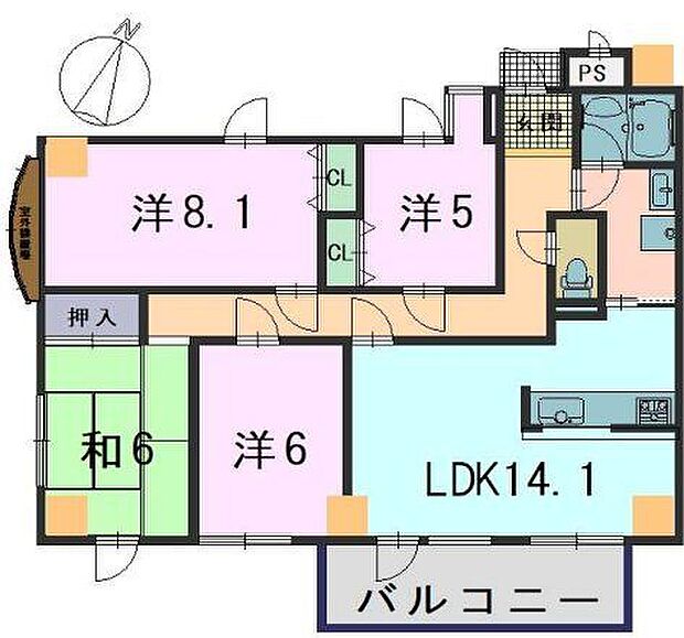 朝日プラザウエスティ神戸(4LDK) 2階の間取り図