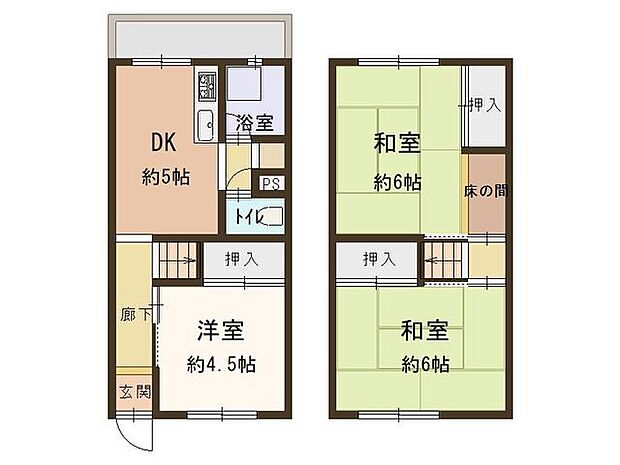 鶴甲コーポ25号館(3DK) 3階の間取り図