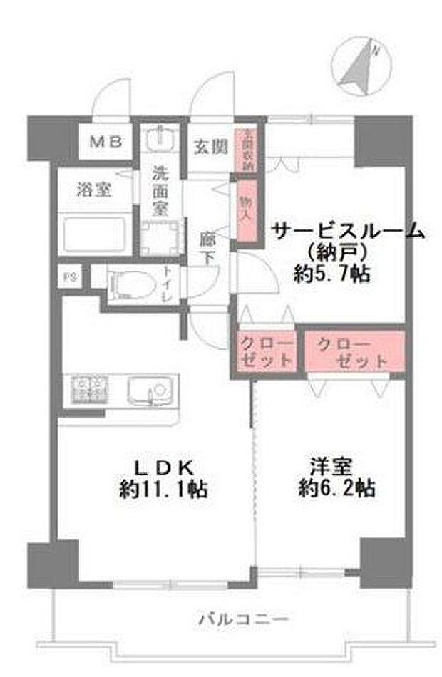 イトーピア三宮アーバンステージ(1SLDK) 12階の間取り図