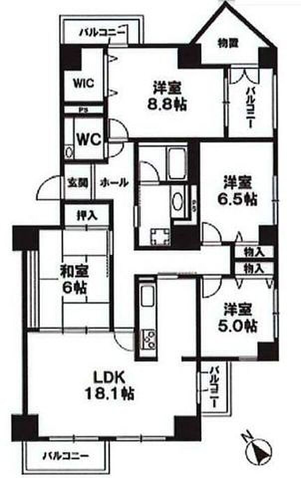 シーアイマンション須磨エクシード(4LDK) 6階の間取り図