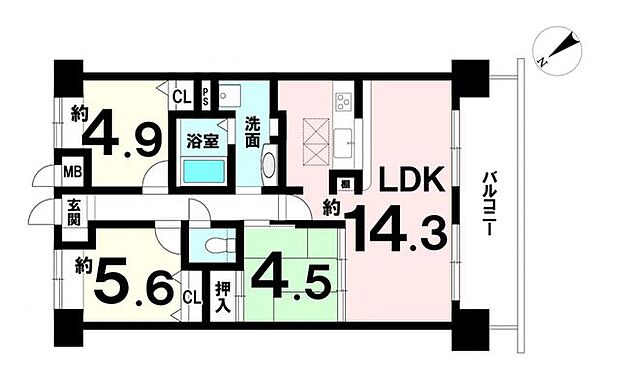 ルネス・ピース栗東ステーションスクエア(3LDK) 7階の間取り図