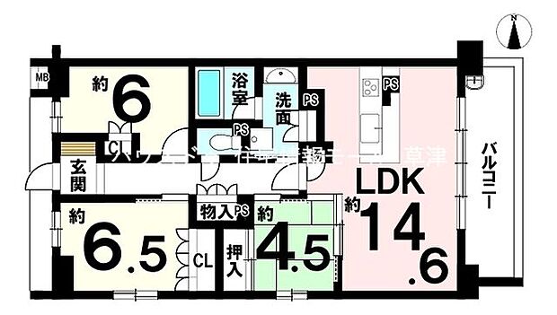 プレサンスロジェ大津瀬田レイクフロント(3LDK) 3階の間取り図
