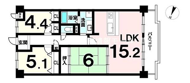 セトルコート唐橋(3LDK) 3階の間取り図
