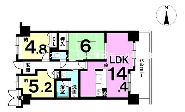 メゾンドール瀬田・公園都市I番館(3LDK) 9階の間取り図